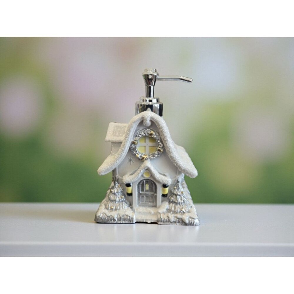 New Christmas Silver & Gold Winter Wonderland House Soap Dispenser Decoration